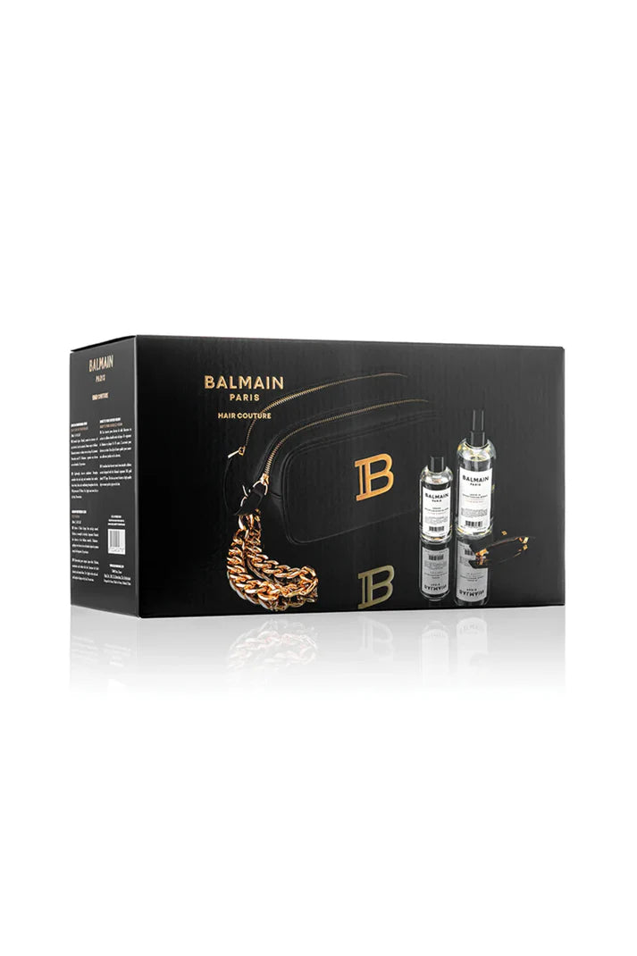 BALMAIN PARIS - Toiletry Bag Black Gold (Leave in, Argan Elixir, Barrette Medium Black)