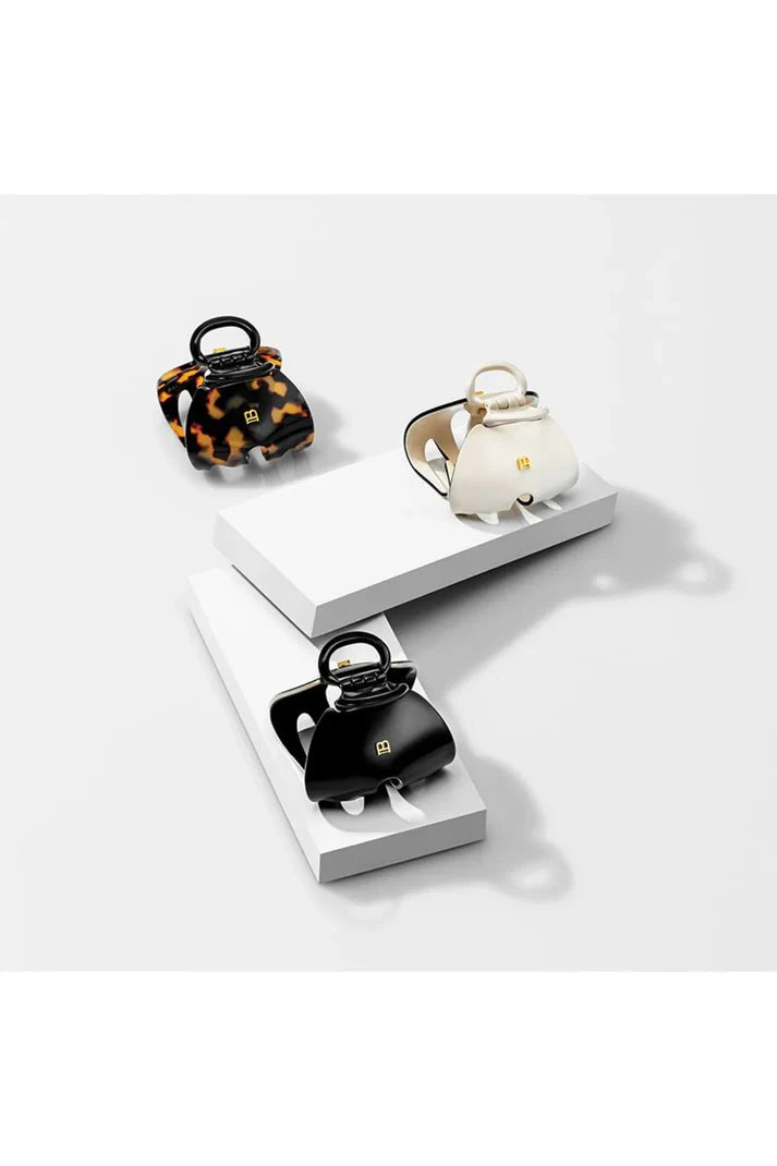 BALMAIN PARIS - Cellulose Acetate Pince à Cheveux Imperiale White/Black