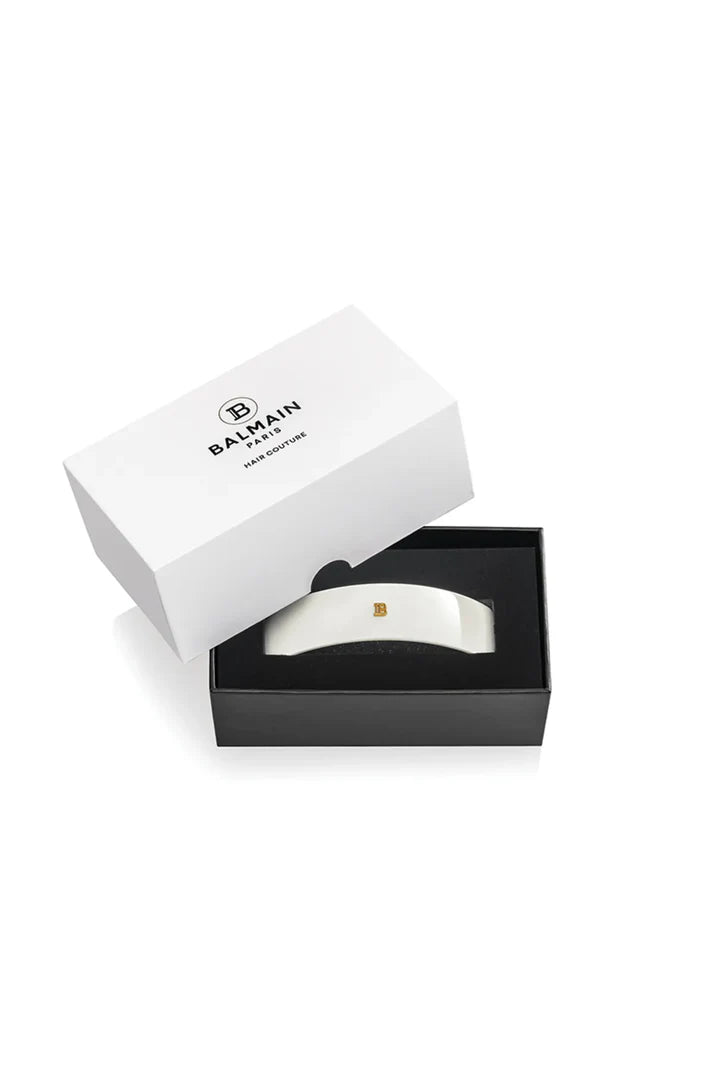 BALMAIN PARIS - Cellulose Acetate Barrette pour Cheveux Large White