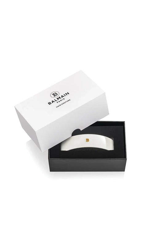 BALMAIN PARIS - Cellulose Acetate Barrette pour Cheveux Large White