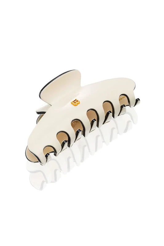 BALMAIN PARIS - Cellulose Acetate Pince à cheveux Large White/Black