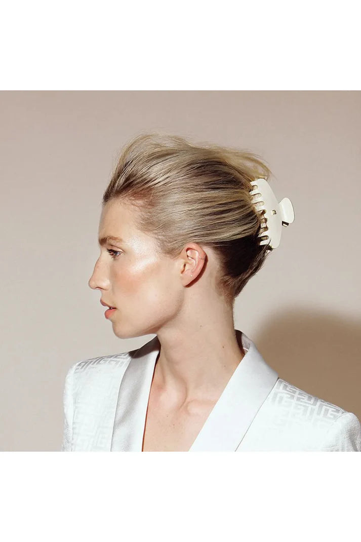 BALMAIN PARIS - Cellulose Acetate Pince à cheveux Large White